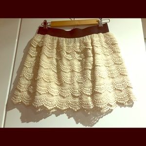 Crocheted lace overlay mini skirt